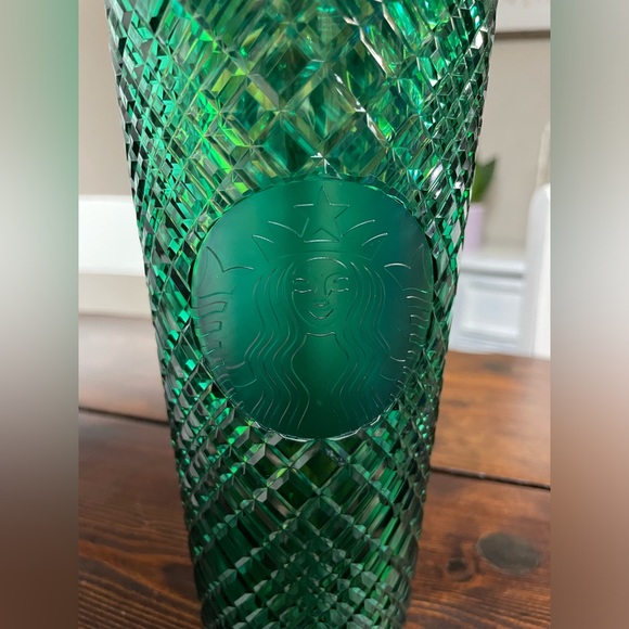 Starbucks Textured 24 oz Travel Cold Cup Emerald Green Diamond Cut NWOT - Picture 7 of 10